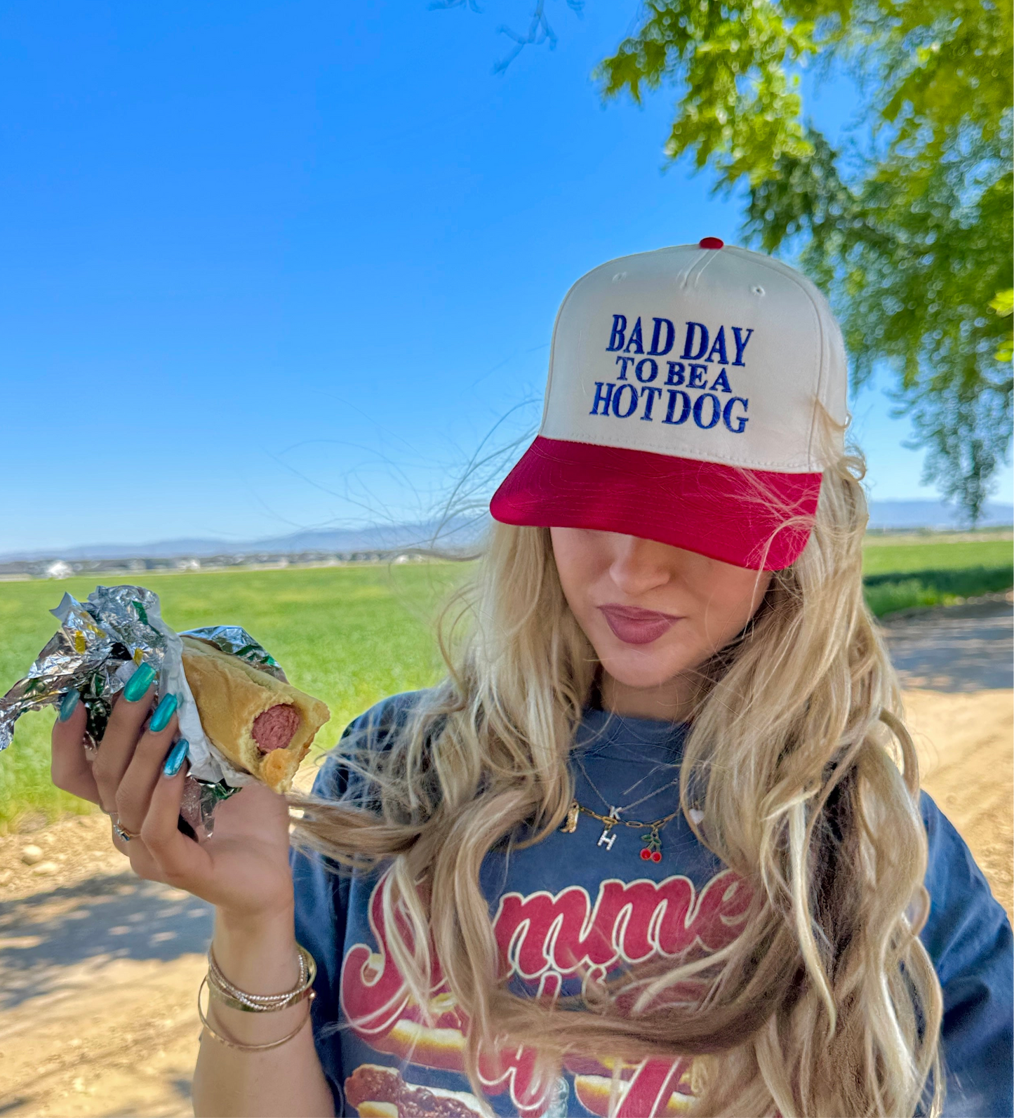 Bad Day To Be A Hot Dog Vintage Embroidered Trucker Hat