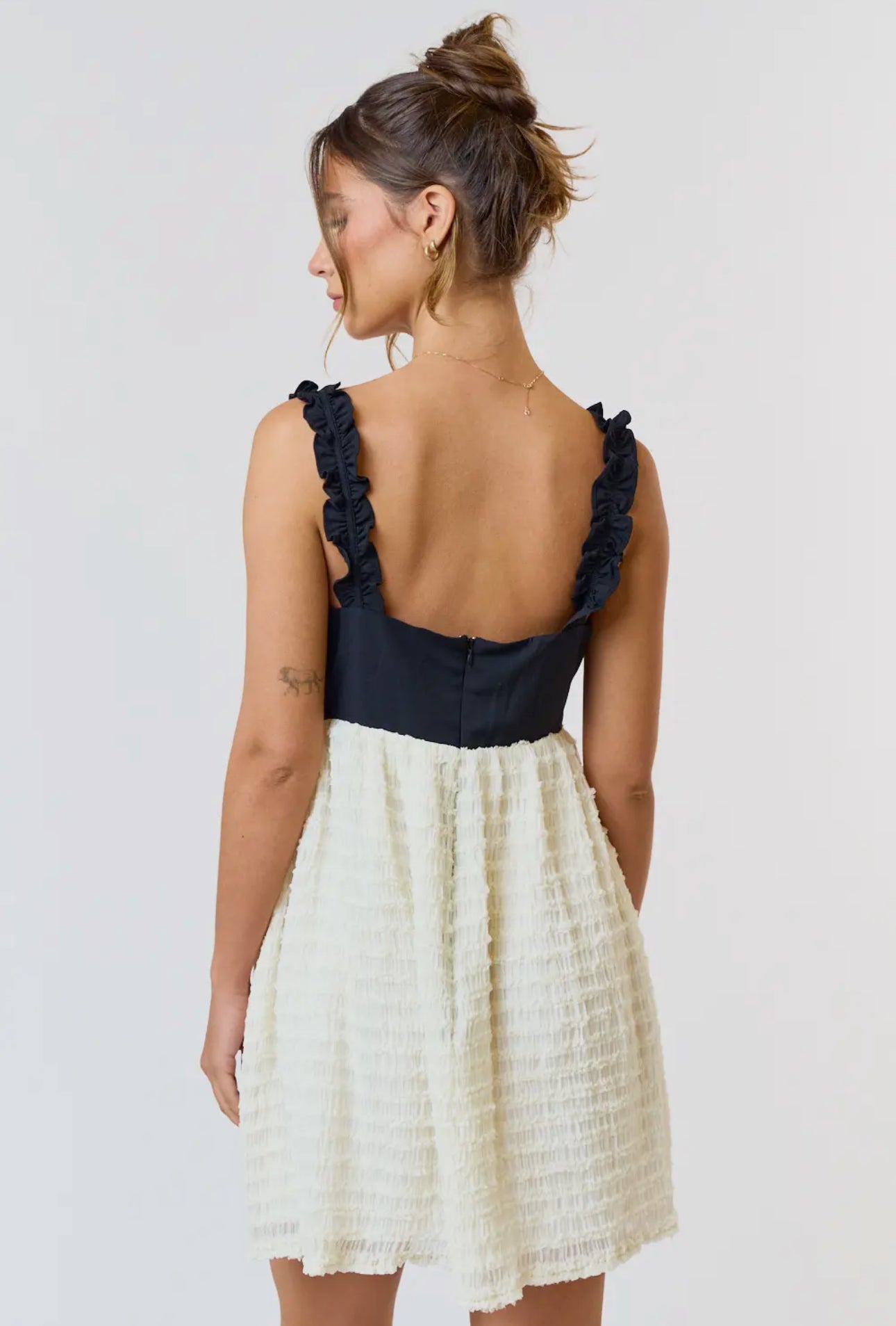 Bow Strap Detail Chiffon Babydoll Dress