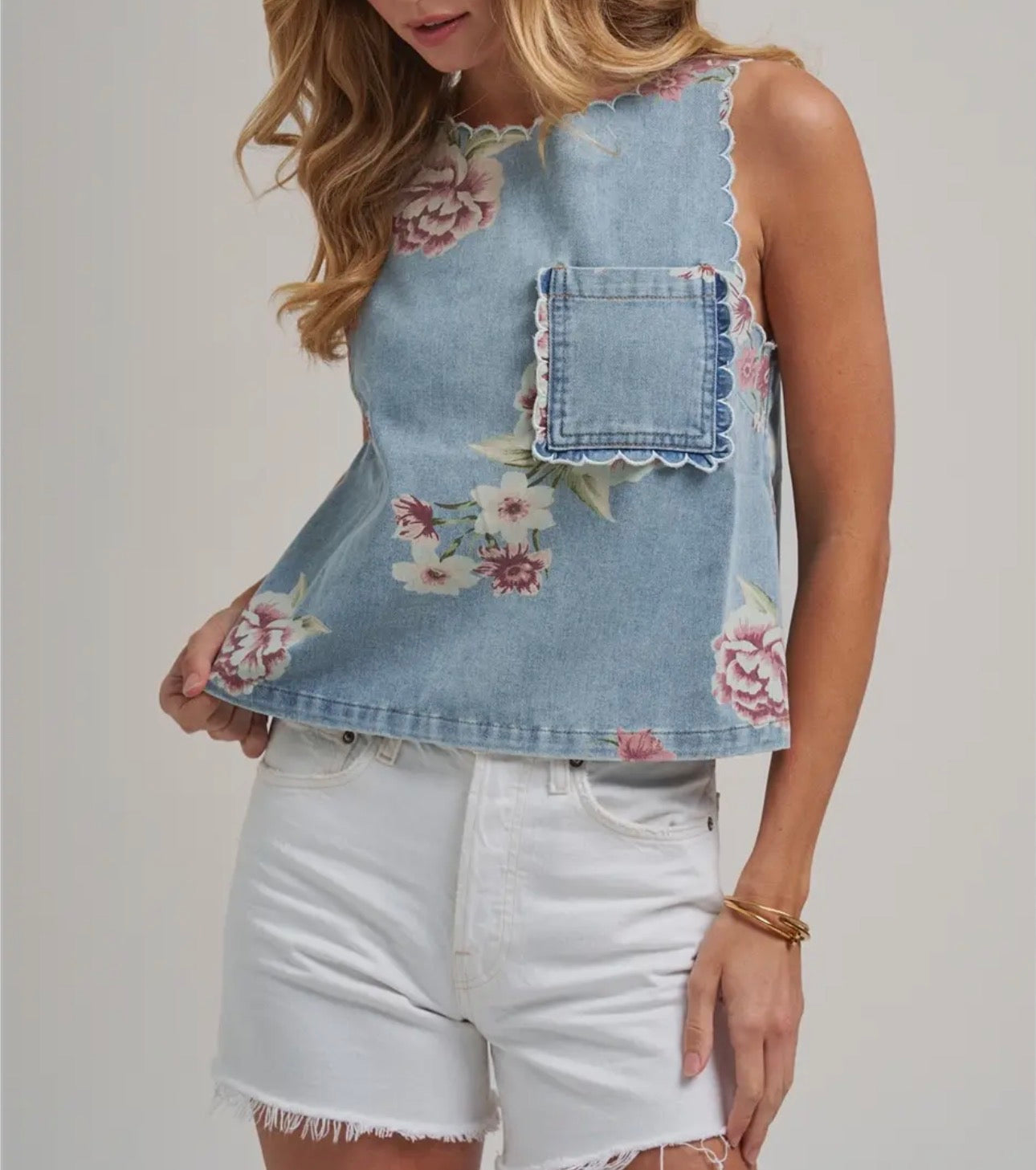 Floral Denim Top