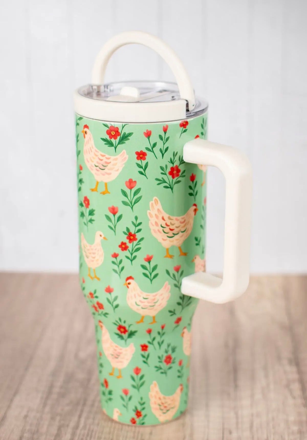 Chickens & Flowers 40oz water tumbler