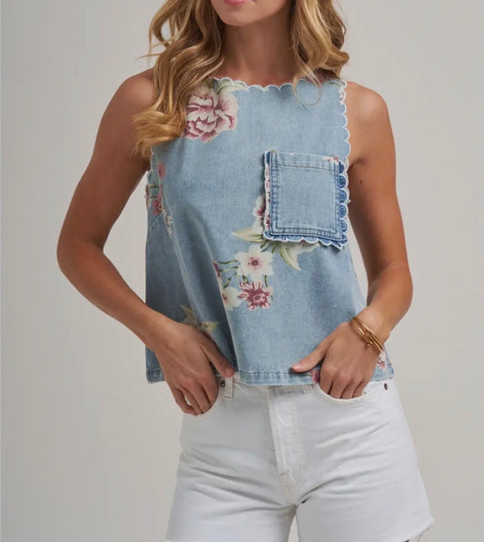 Floral Denim Top