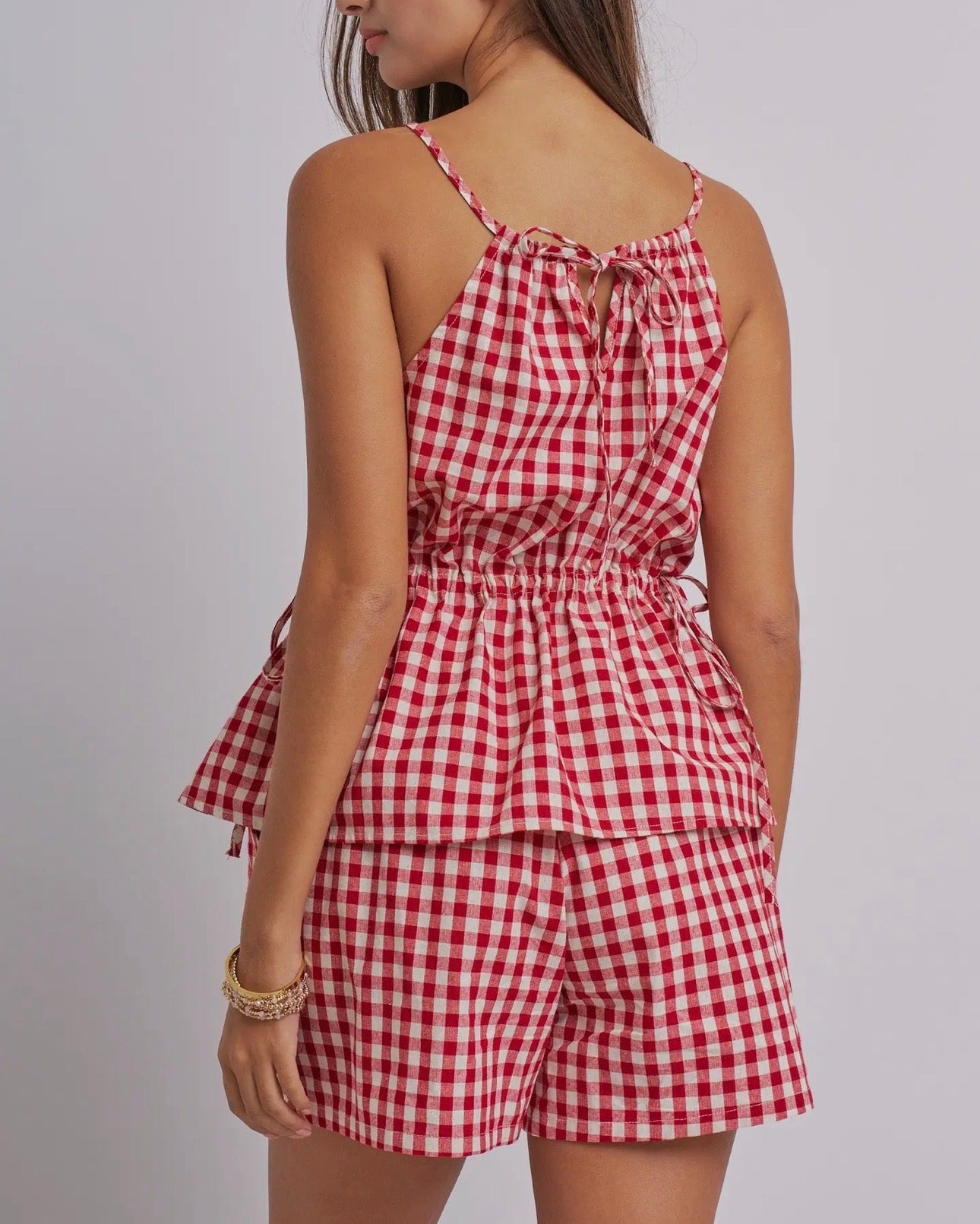 Gingham Two Piece Halter Top & Short Set