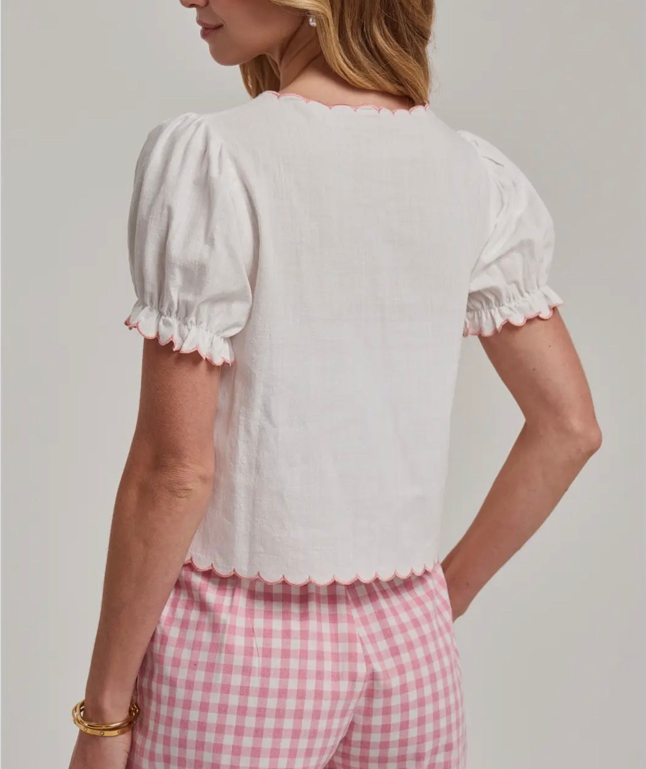 Floral Embroidered Tie Front Shirt